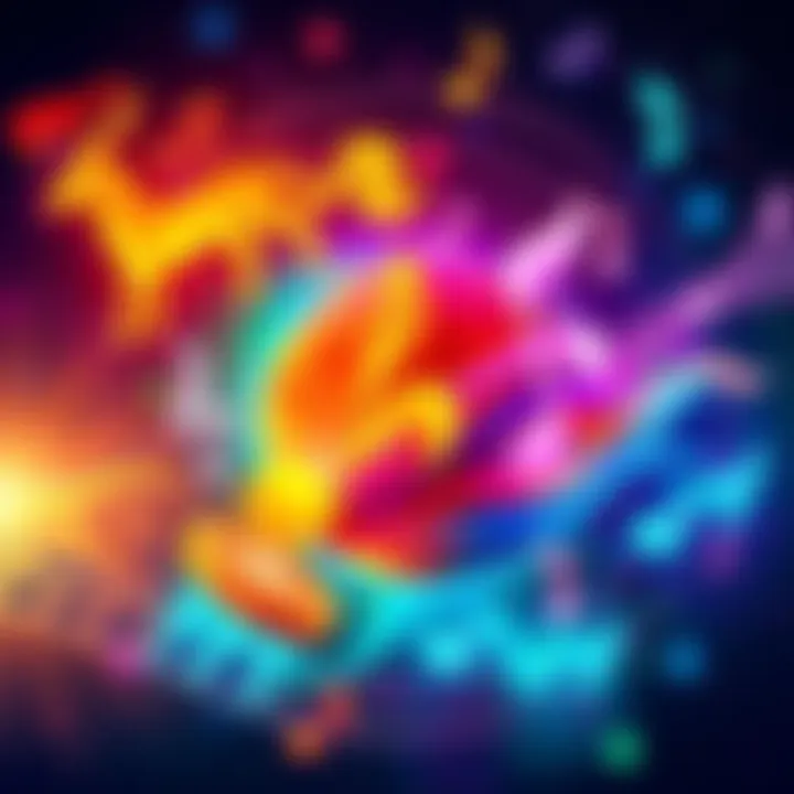 A colorful illustration showing zodiac signs surrounded by musical notes, representing the connection between astrology and music preferences.