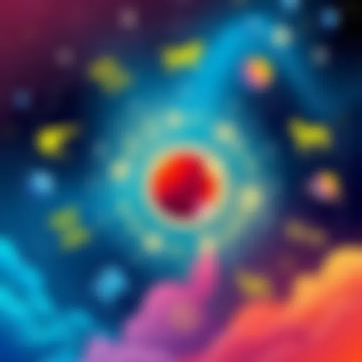 A colorful illustration showing symbols of zodiac signs with stars and planets in the background, representing astrology and personal characteristics.