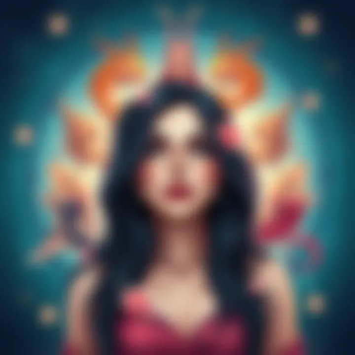 Zodiac Signs and Pisces Women An illustration depicting the zodiac signs surrounding a Pisces woman, showcasing love compatibility and attraction dynamics.