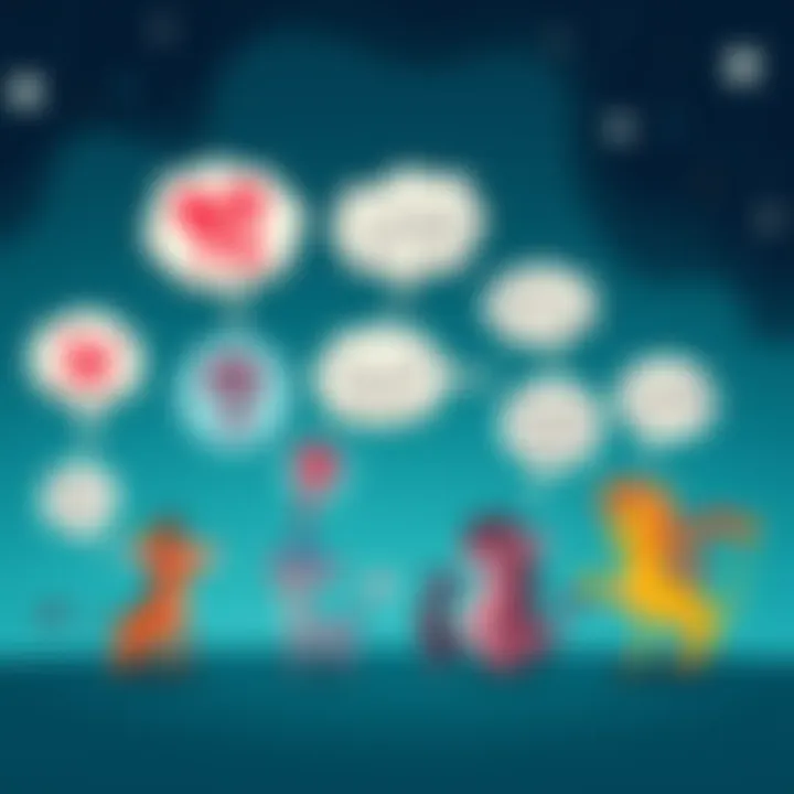 Illustration of the twelve zodiac signs with thought bubbles containing quirky questions, representing their personalities from Aries to Pisces.