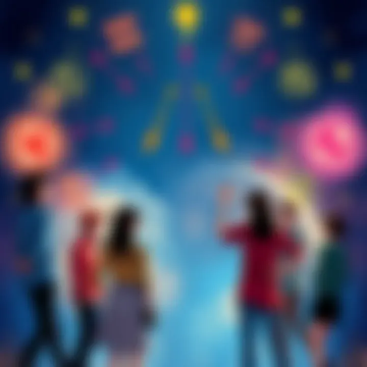 An illustration showing various zodiac signs with arrows pointing to different people representing friendships and relationships.