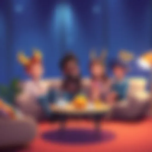 Cartoon representation of zodiac signs relaxing on therapy couches, sharing jokes and laughter.