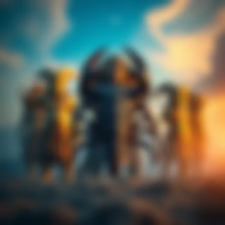 A group of zodiac signs symbolically facing a fierce Scorpio, representing strength and balance