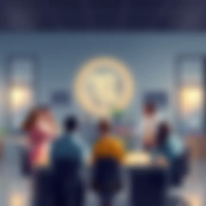 Illustration showing different zodiac signs with people in an office setting, discussing work dynamics