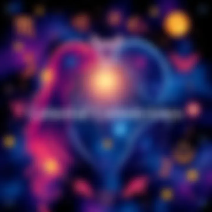 A vibrant illustration of zodiac signs intertwined, symbolizing perfect soulmate matches, with cosmic elements and starry background.