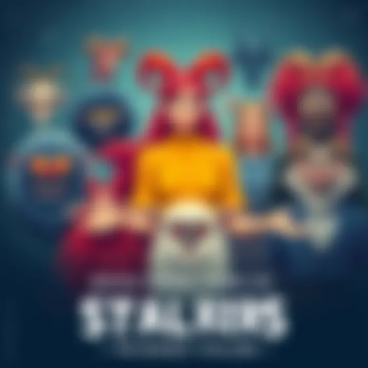 Zodiac Signs as Stalkers Illustration of zodiac symbols with playful expressions, depicting the traits associated with each sign as stalkers. Each symbol has a unique personality shown through facial expressions and body lang...