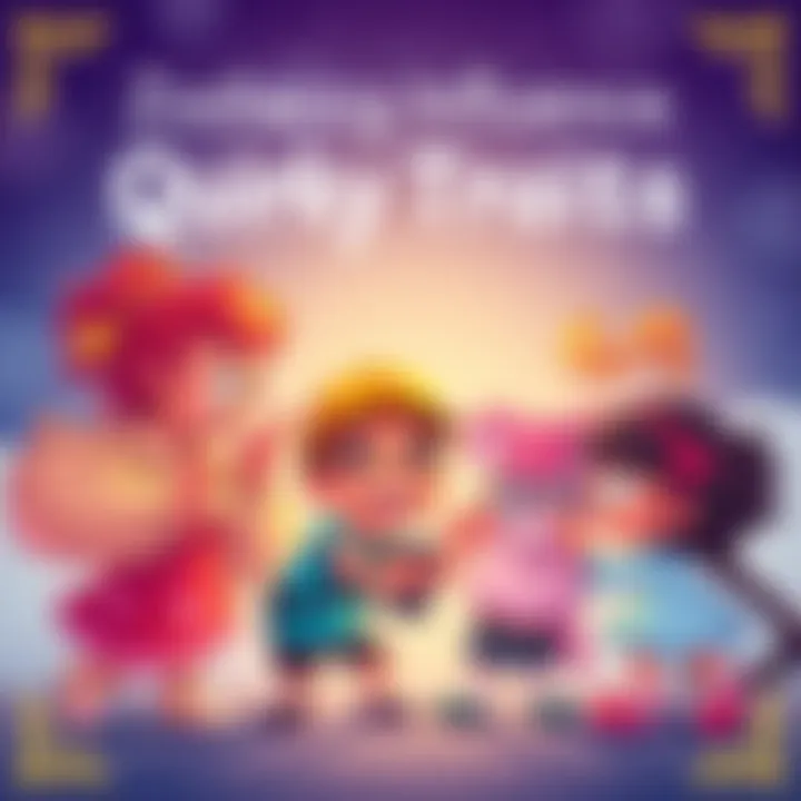 A colorful illustration showing different zodiac signs with playful characters representing their traits, smiling and interacting in a fun way