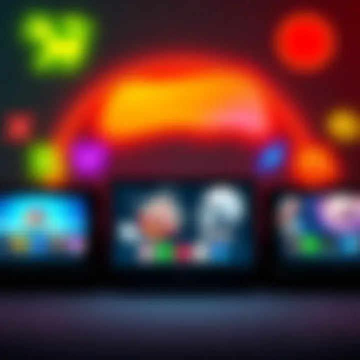 Colorful zodiac signs surrounding various TV screens displaying popular shows