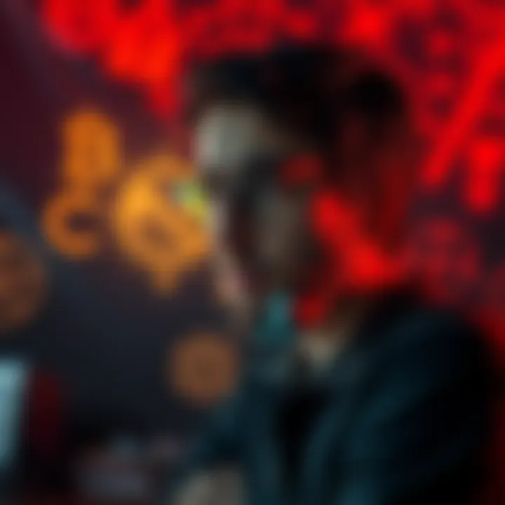 A zoomer looking thoughtful with conspiracy imagery in the background