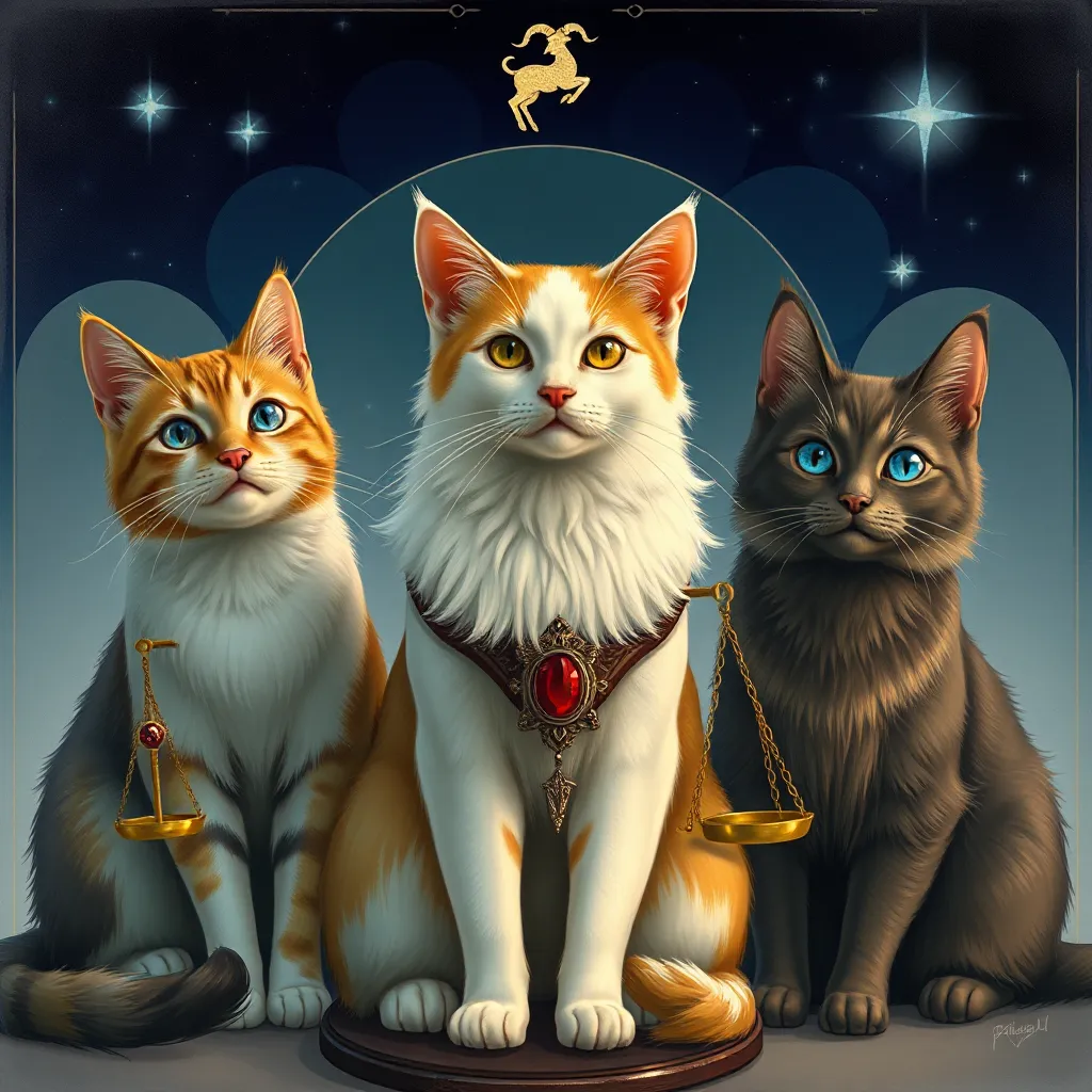 Capricorn And The Three Libran Cats: A Hand-Drawn Tribute : MysteryLores