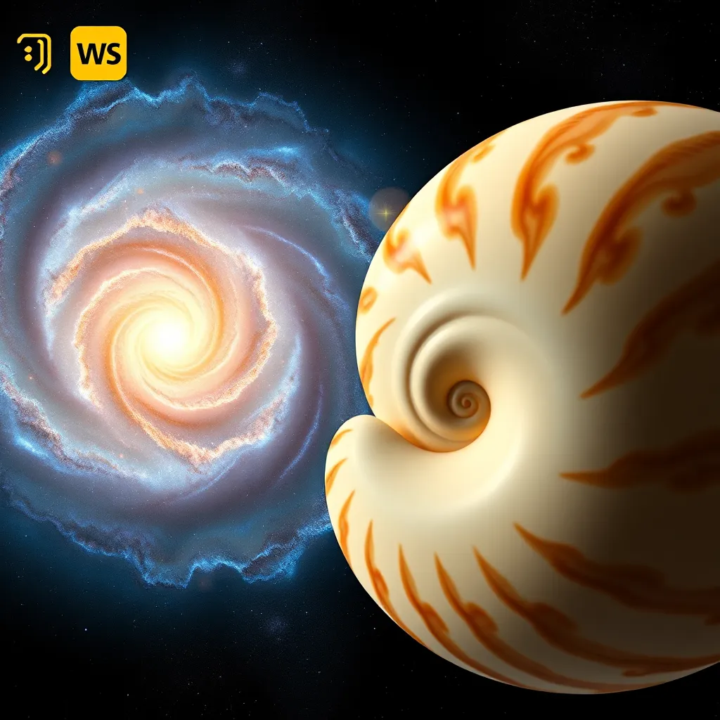 Whirlpool Shell Whirlpool Galaxy and Nautilus Shell: Nature's Patterns : MysteryLores